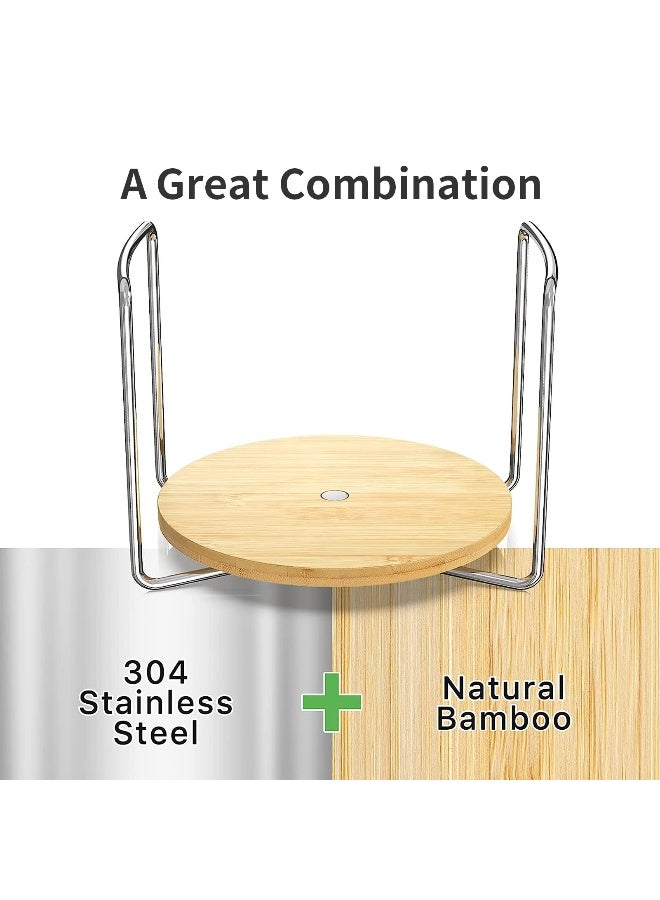 Wisuce Dish Racks for Kitchen Countertop Organizer - Bamboo Plate Holder Adjustable Size | Stainless Steel 304 Portable Handle for Kitchen Drawer Countertop Cupboard Shelf - Image 2